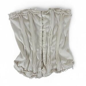 off white ruffled Urban Outfitters distressed corset top